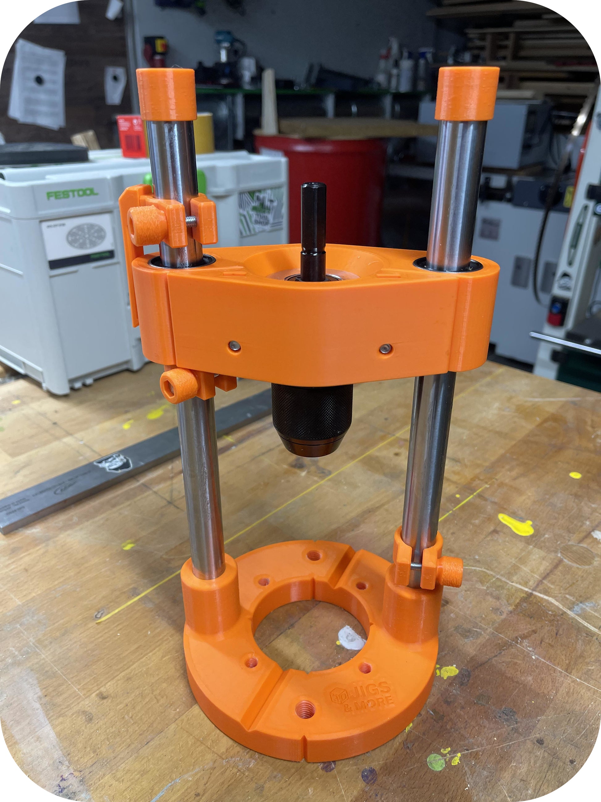 Bohrständer mit FAMAG Bohrfutteradapter in Orange