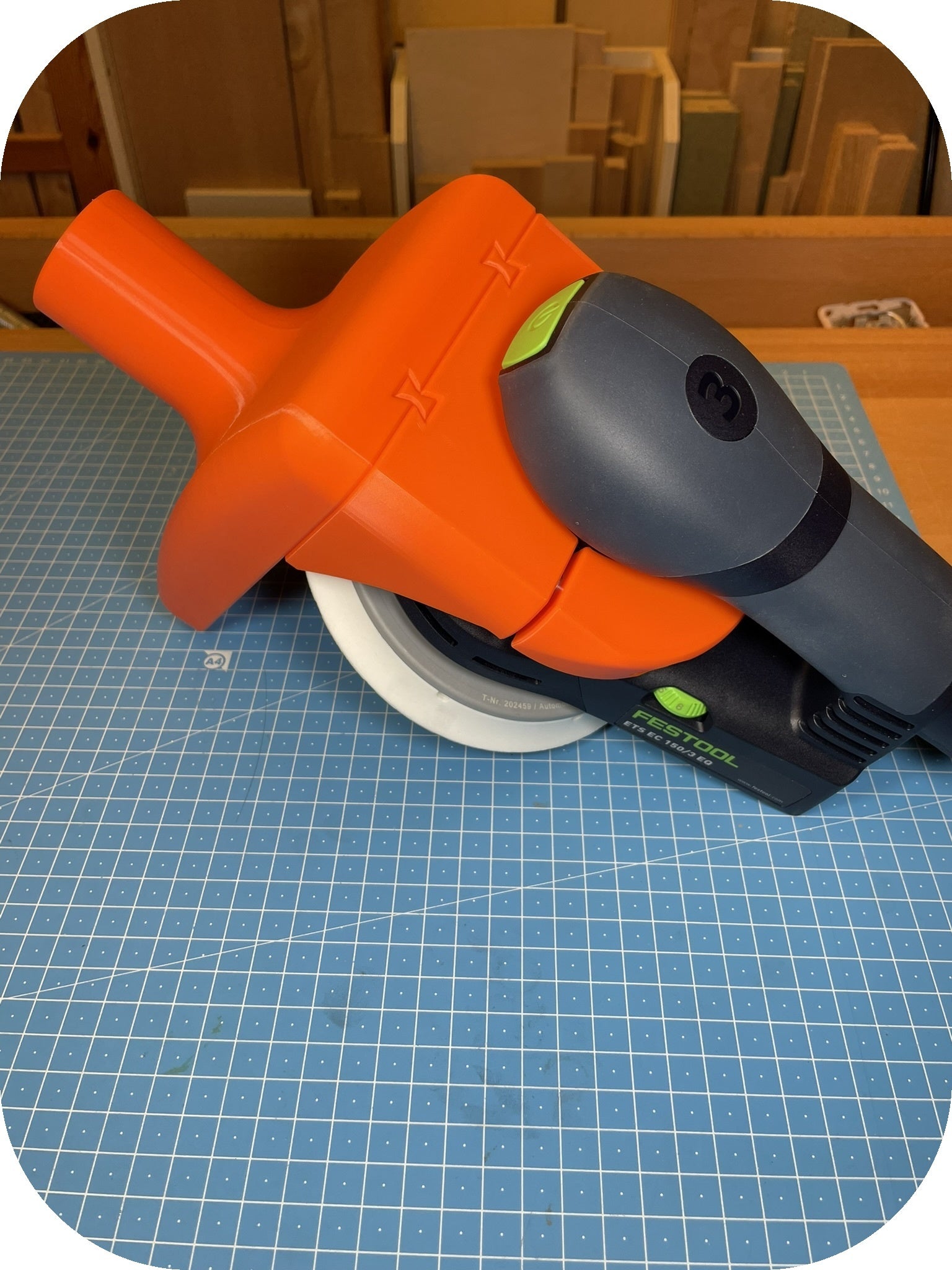 Flansch für FESTOOL Exzenter in Orange mit Exzenterschleifer