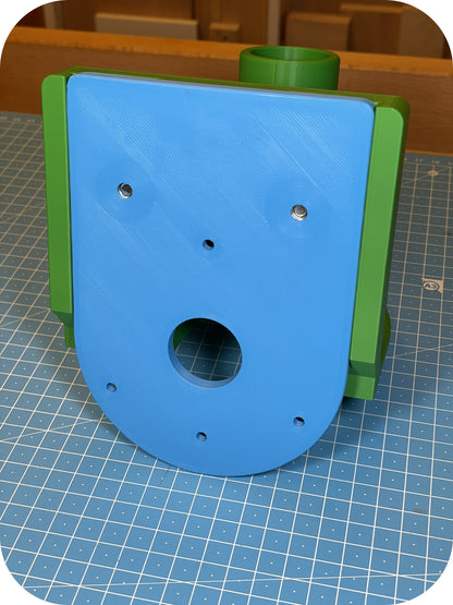 Flansch für Kantenfräse (breite Ausführung) in Smaragdgrün und Blau (Rückansicht)
